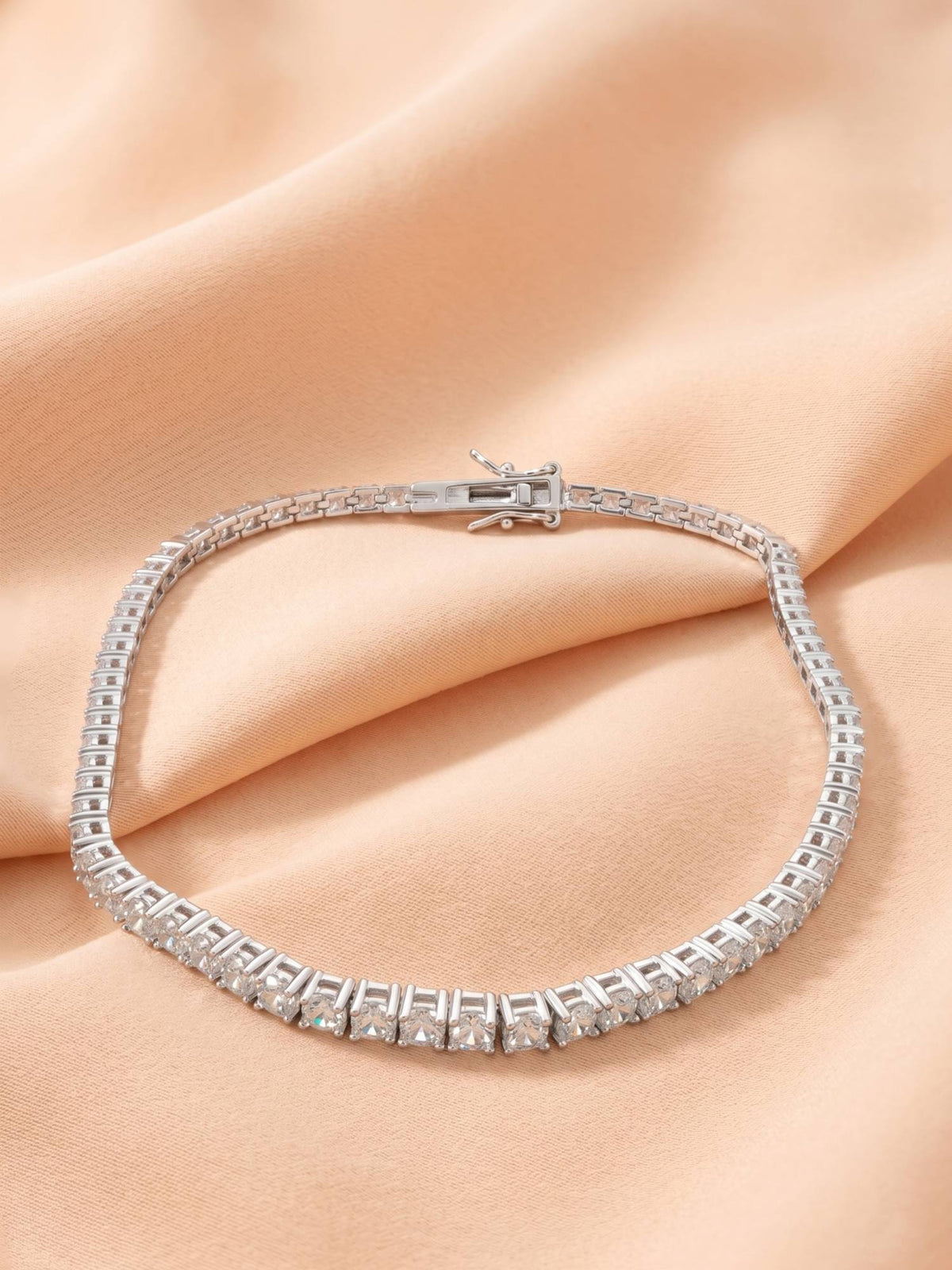 925 SILLER Sterling Silver Sparkling Tennis Anklet for Women