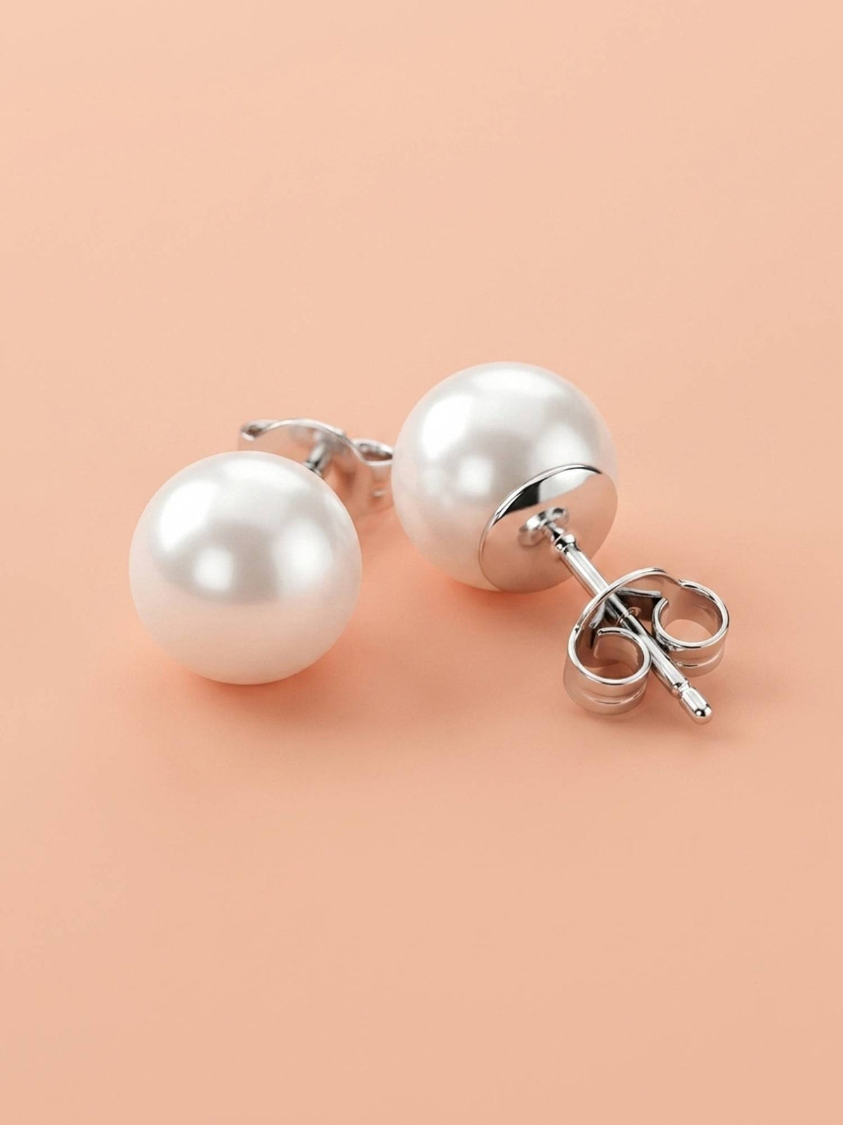 925 SILLER Pure Silver Classic Pearl Stud Earrings for Women and Girls
