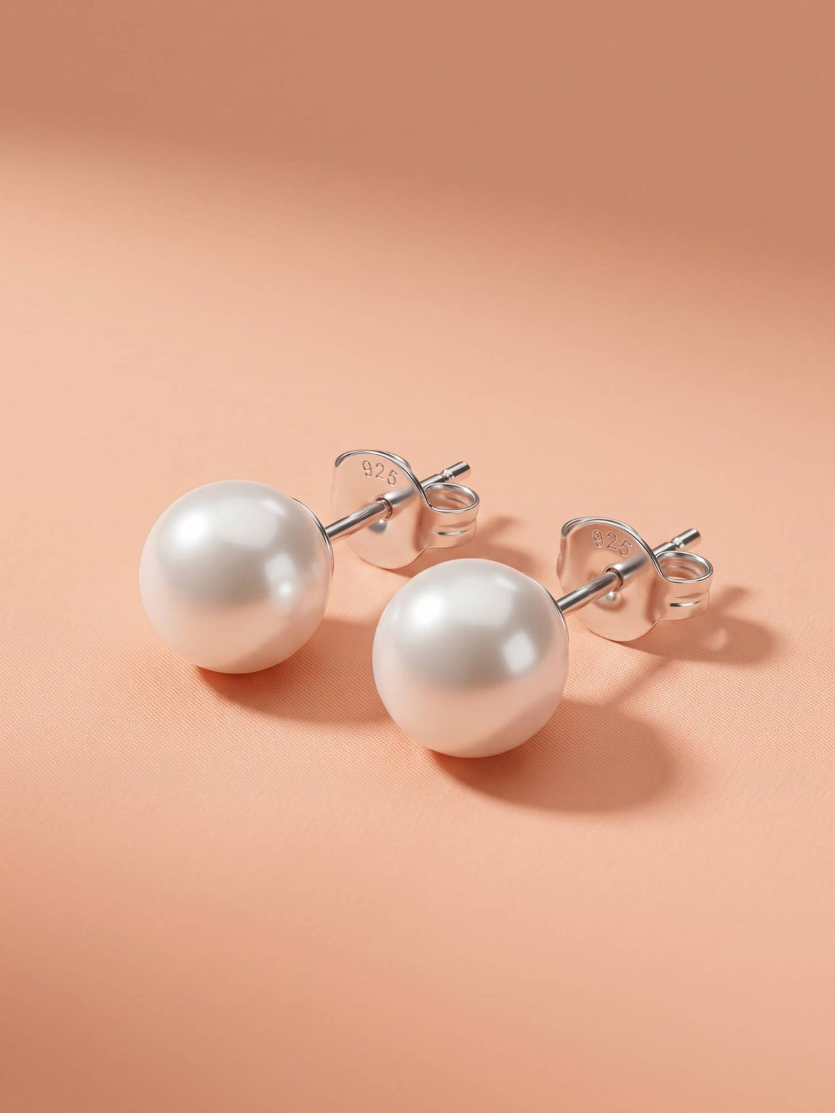 925 SILLER Pure Silver Classic Pearl Stud Earrings for Women and Girls