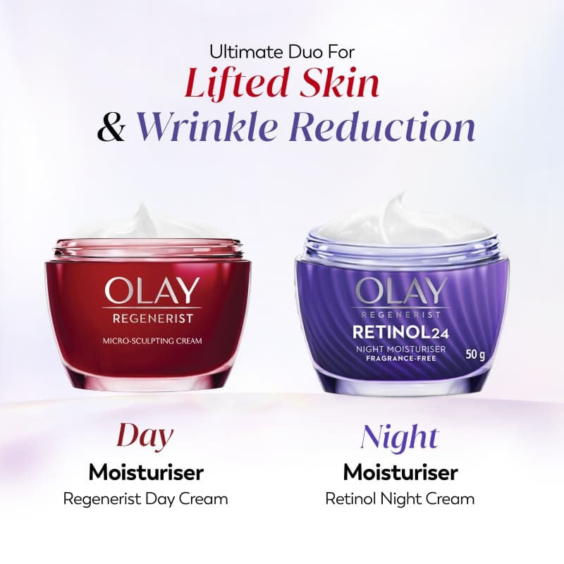 Olay Retinol Anti Ageing Night Moisturiser For Youthful Looking Skin, No Irritation, Fragrance Free (50g)
