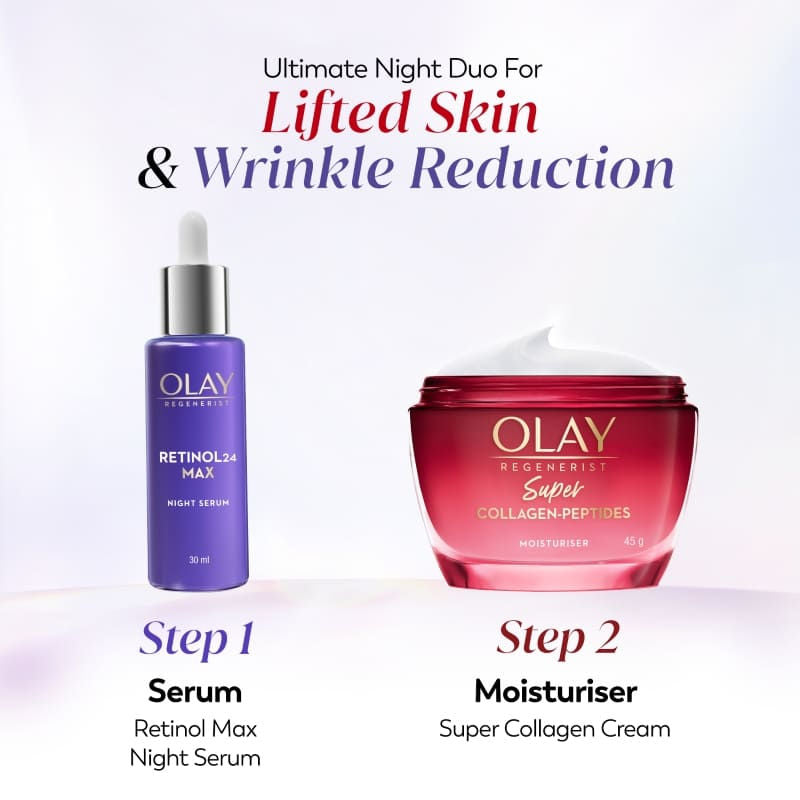 Olay Retinol 24 Max Anti Ageing Night Serum, Visibly Reduces Wrinkles In 7 Nights, Fragrance Free (30ml)