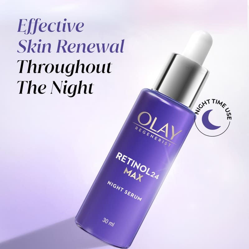 Olay Retinol 24 Max Anti Ageing Night Serum, Visibly Reduces Wrinkles In 7 Nights, Fragrance Free (30ml)