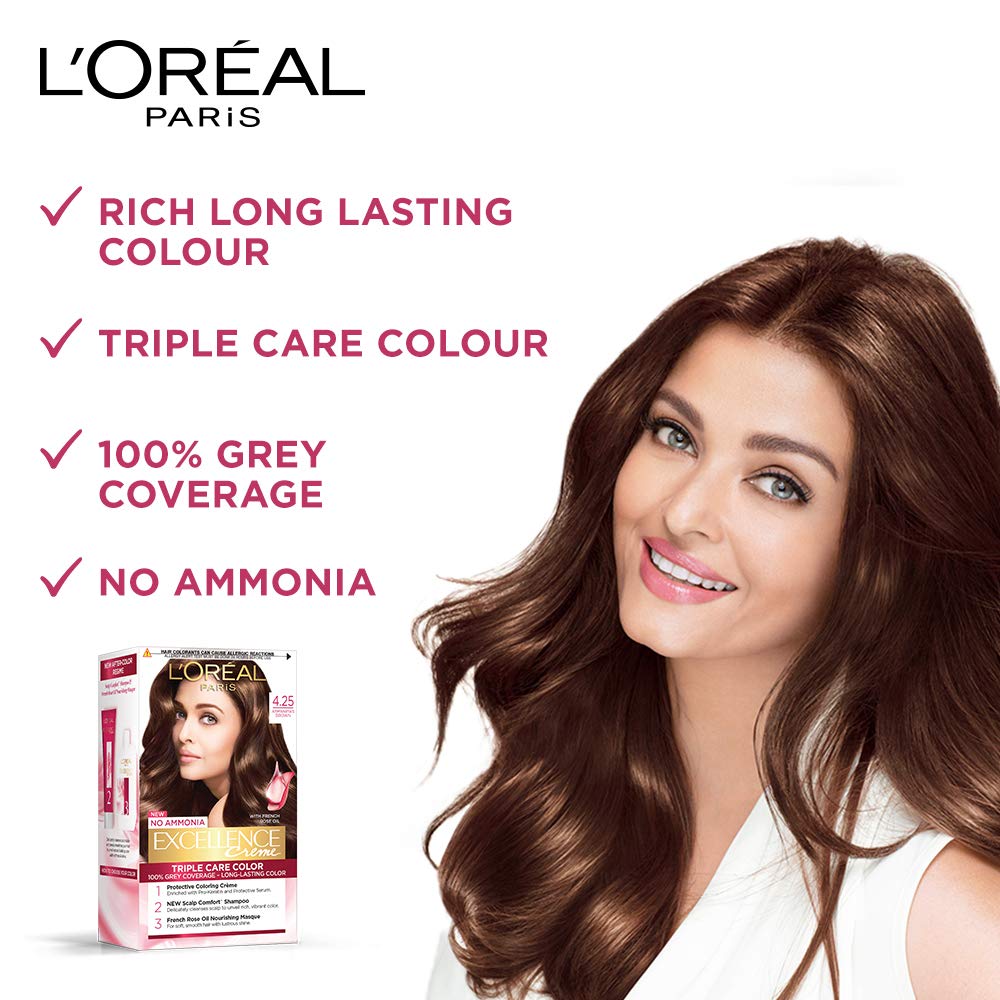LOREAL PARIS CASTING HAIR COLOR Loreal Paris Excellence Creme Triple Care Color 4.25 Aishwarya'S Brown 100G+72ml