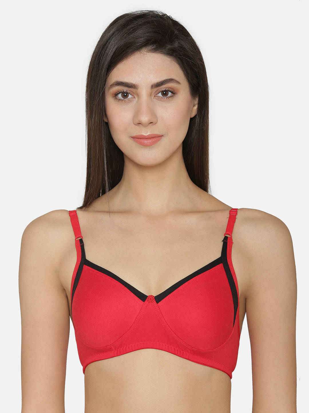 Abelino Red Non-Wired Non Padded full coverage Bra - Red (28B) · 28B
