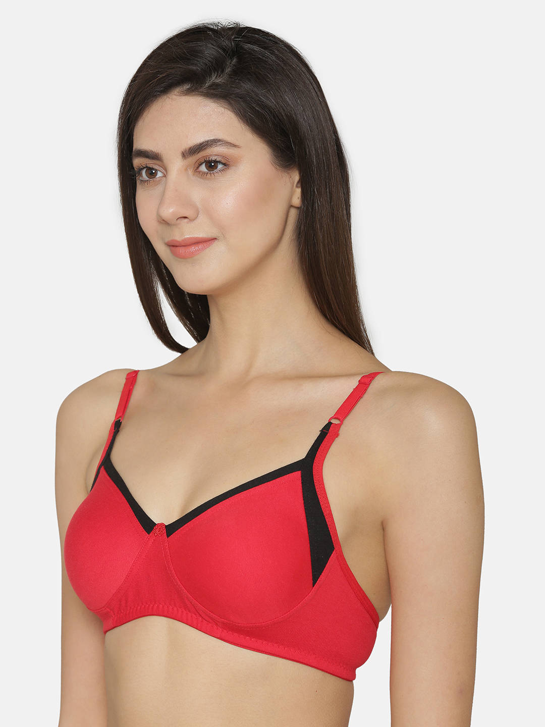 Abelino Red Non-Wired Non Padded full coverage Bra - Red (28B) · 28B