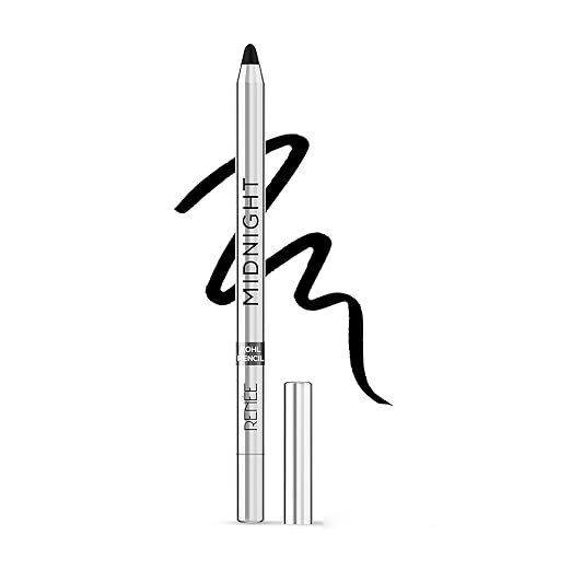 RENEE Midnight Kohl Pencil One-Swipe-Application with rich color Payoff - Smudgeproof and waterproof - Enriched with Vitamin E, Olive Oil and Castor Oil - 1.5 G