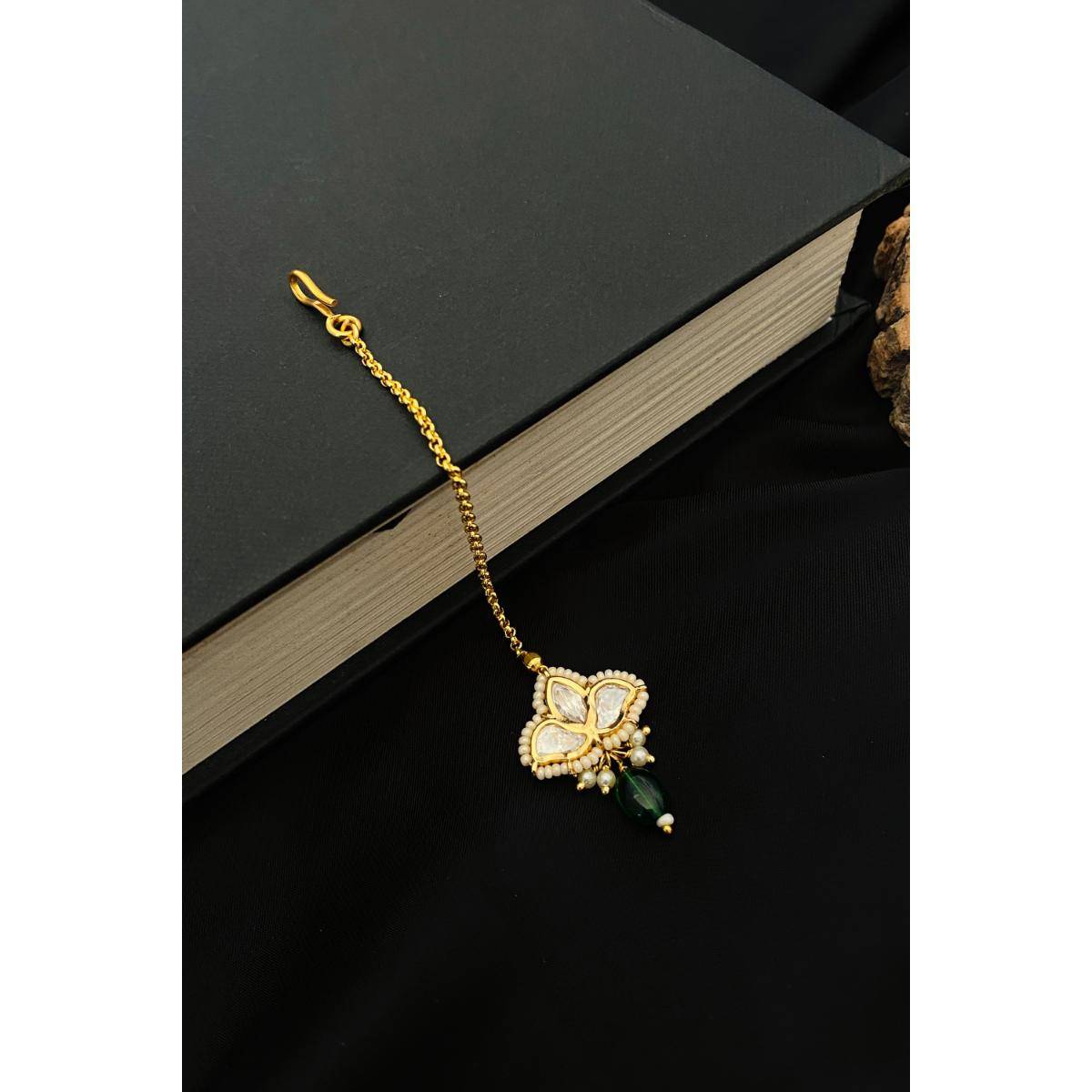 Abdesigns High Quality Gold Plated Royal Polki Maang Tikka · One Size