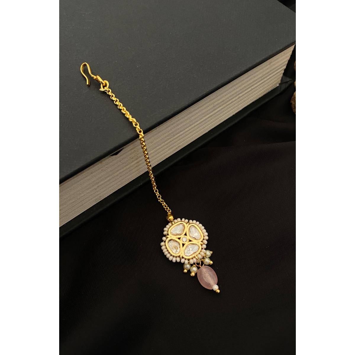Abdesigns Elegant High Quality Gold Plated Royal Polki Maang Tikka · One Size