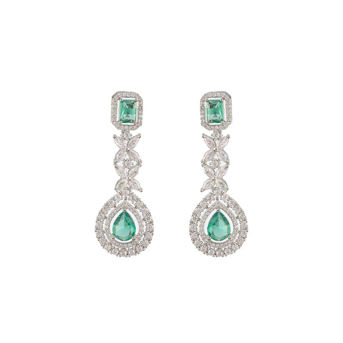 Aatmana Silver-Plated American Diamond-Studded Layered Jewellery Set