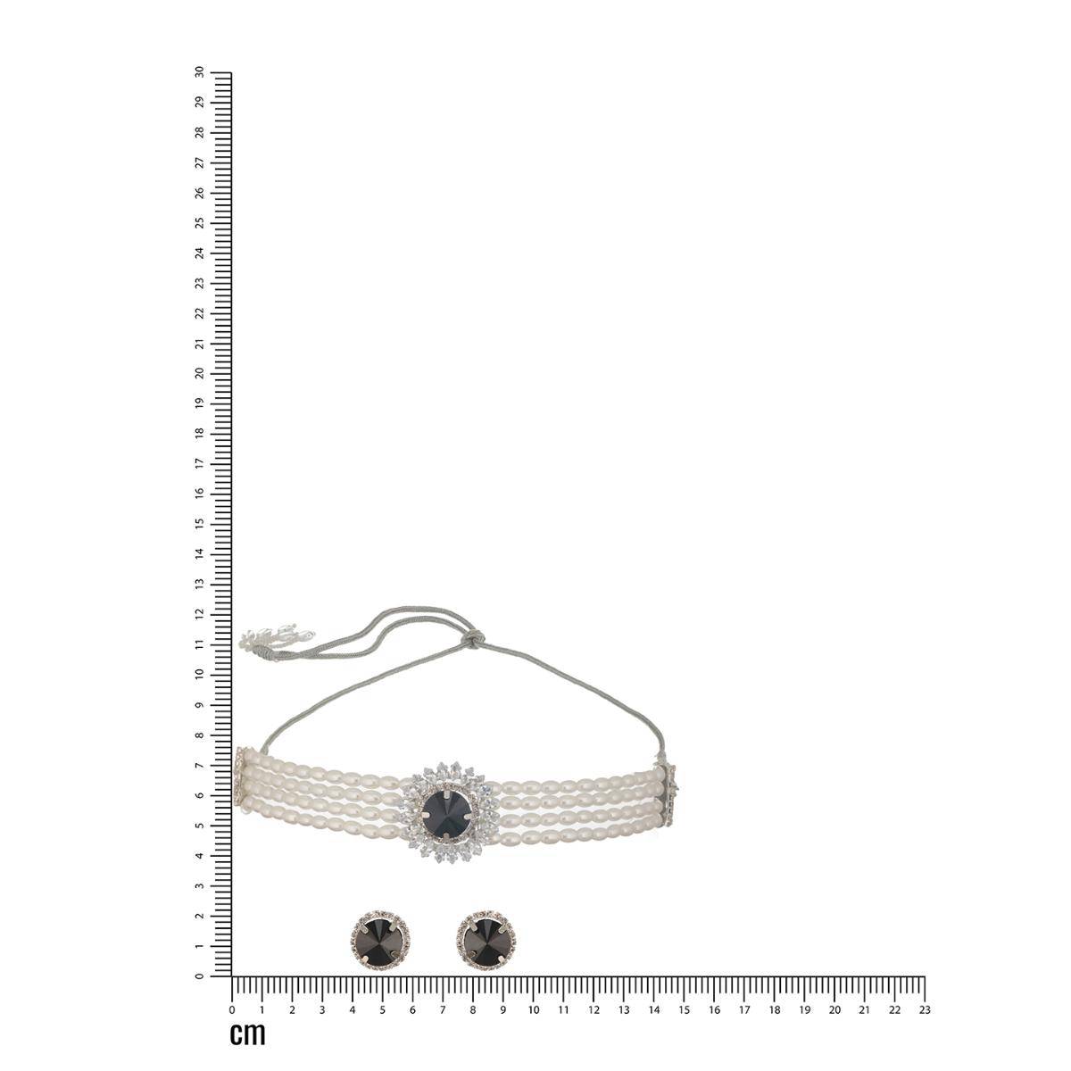 Aatmana Gold-Plated Stone Studded and Faux Pearl Beaded Choker Necklace Jewellery Set