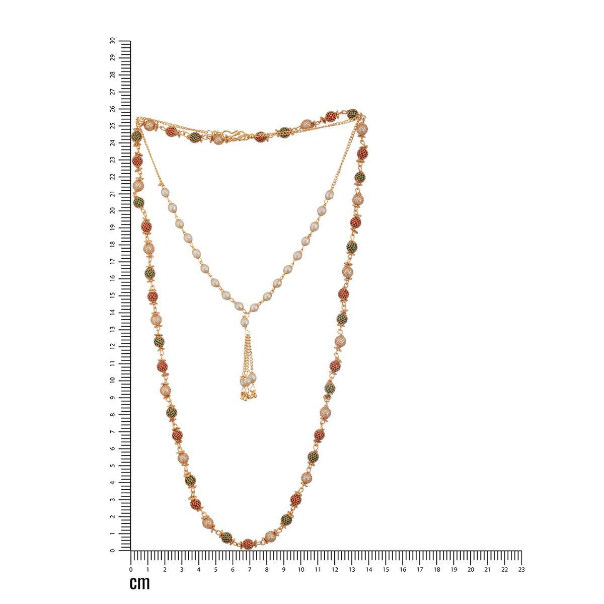 Aatmana Pack Of 2 Brass Gold-Plated and Pearl Beaded Necklace