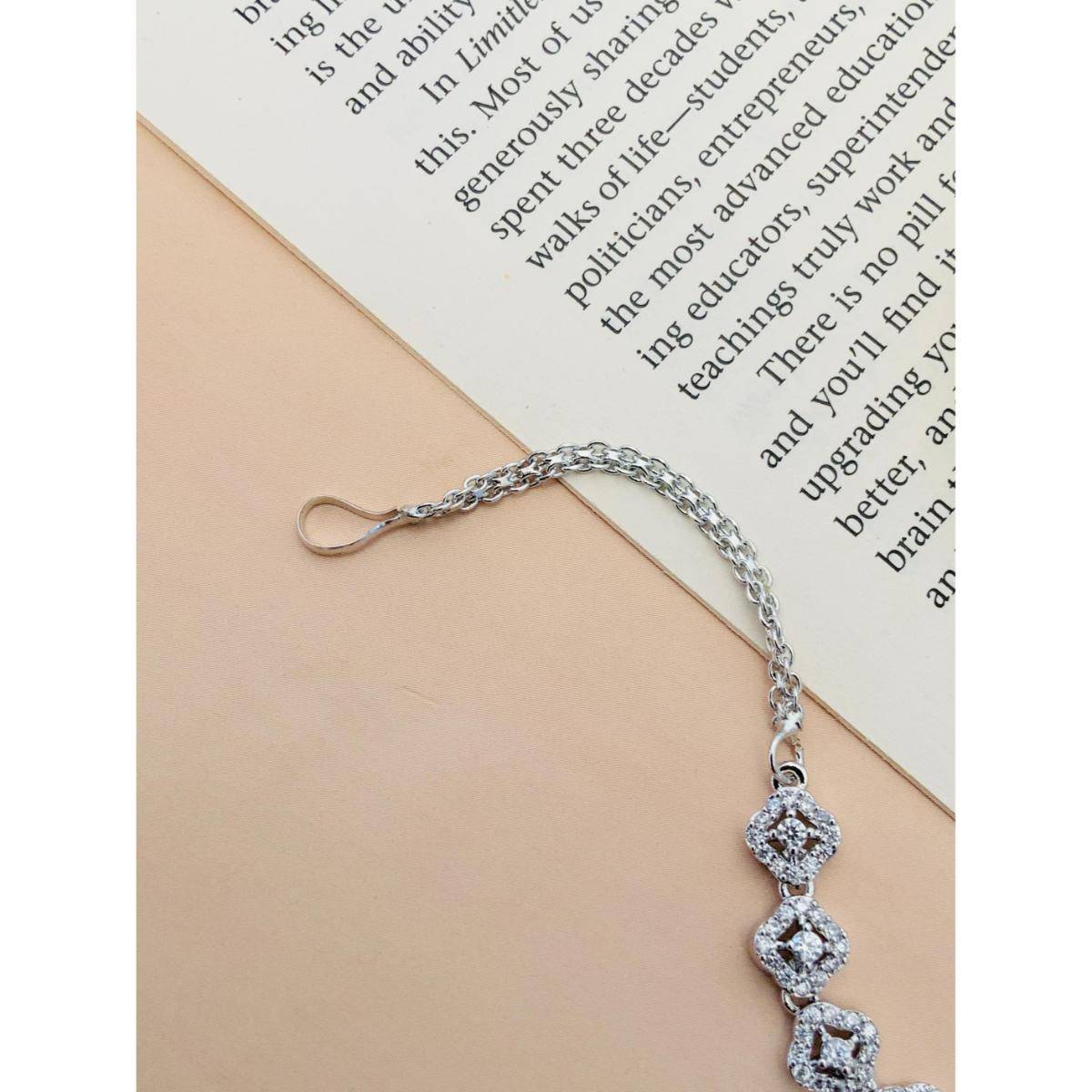 Abdesigns Charming High Quality Silver Plated American Diamond Maang Tikka