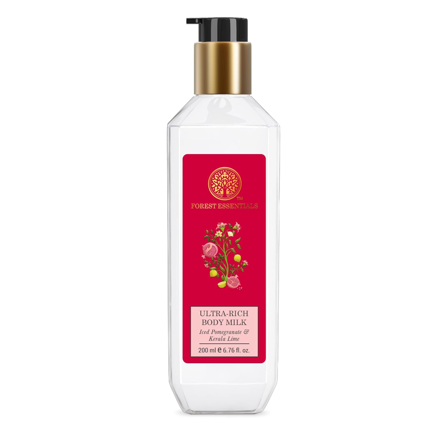 Forest Essentials Ultra-Rich Body Milk Iced Pomegranate & Kerala Lime | Ayurvedic Nourishing Body Lotion to Replenish Skin Moisture and Leave it Smooth & Scented