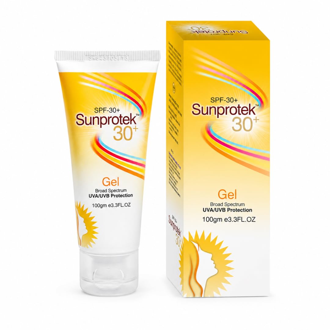 Sunprotek Sunscreen Gel SPF 50 PA++++ | Hydrating, Lightweight & Non-Greasy | No White Cast | Broad Spectrum UVA UVB | Clinically Tested | 100 g SPF 50+ | 100g