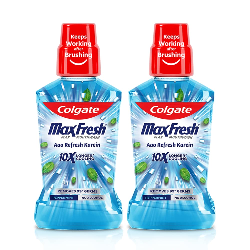Colgate Plax Peppermint Fresh Mouthwash, 0% Alcohol – 250 ml with Colgate Plax Peppermint Fresh Mouthwash, 0% Alcohol – 500 ml 250ml + 500ml Pepper Mint