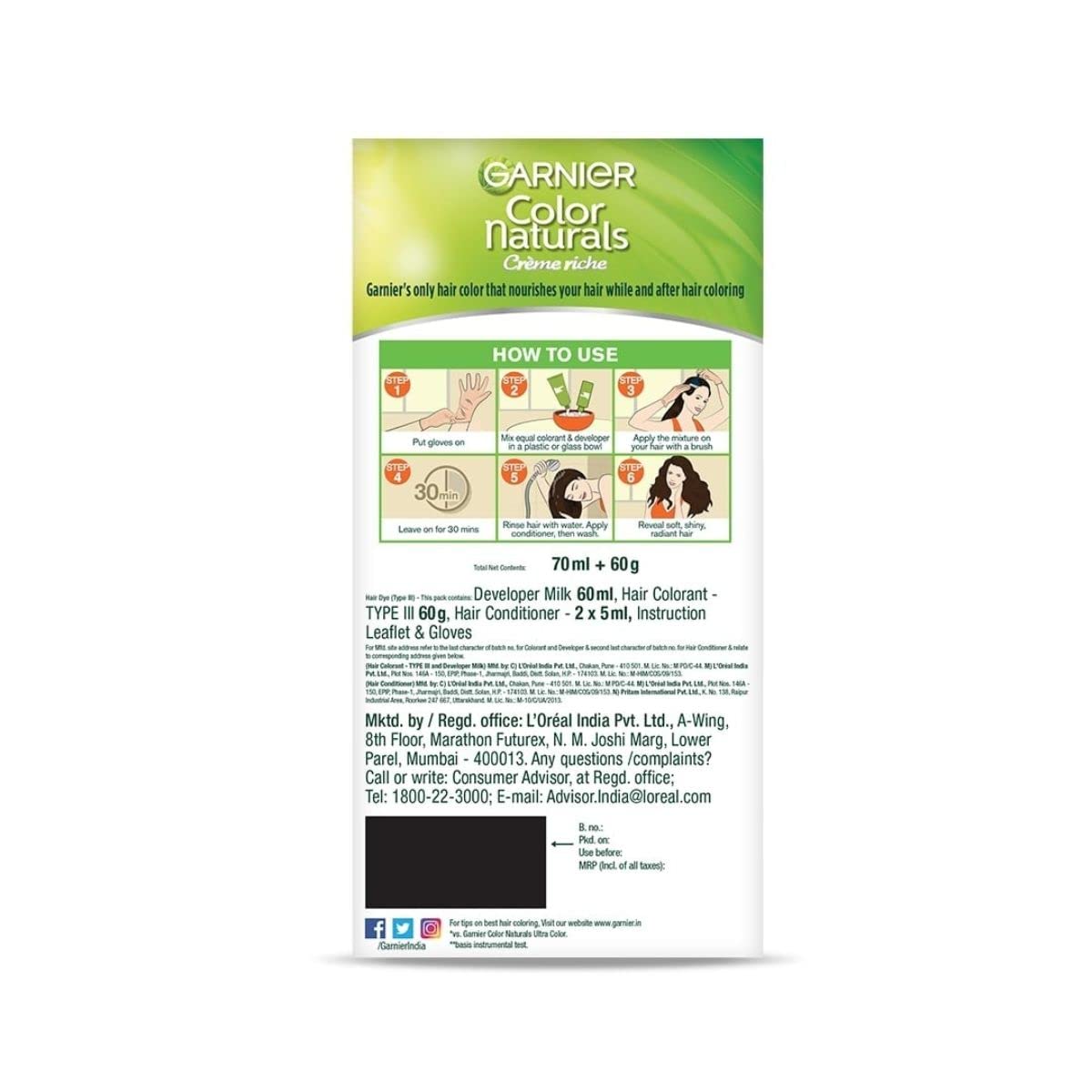 New Garnier Color Naturals with Keratin Shade 3 Darkest Brown SHADE 3, DARKEST BROWN (Pack of 1)