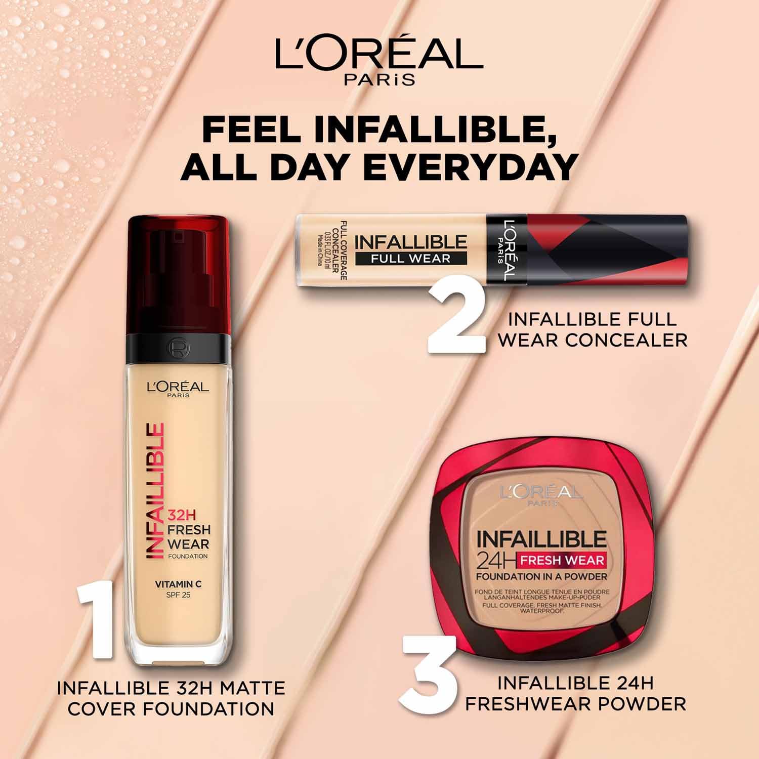 L'Oreal Paris Infallible Full Coverage Concealer, High Cover, Longwear, Waterproof Formula, For Undereye Circles and Blemishes, For Highlighting and Contouring, Shade: 312, 10g