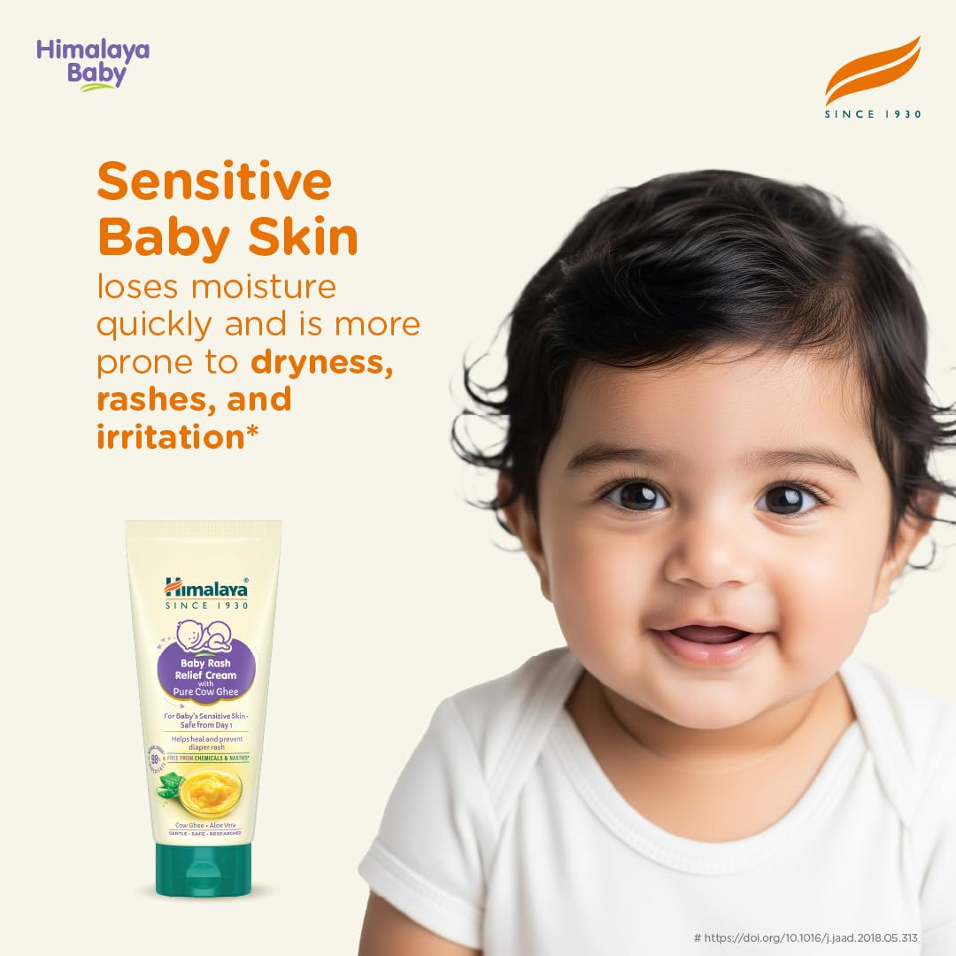 Himalaya Baby Rash Relief Cream with Pure Cow Ghee 50g| For Sensitive Skin Cow Ghee 50 g (Pack of 1)