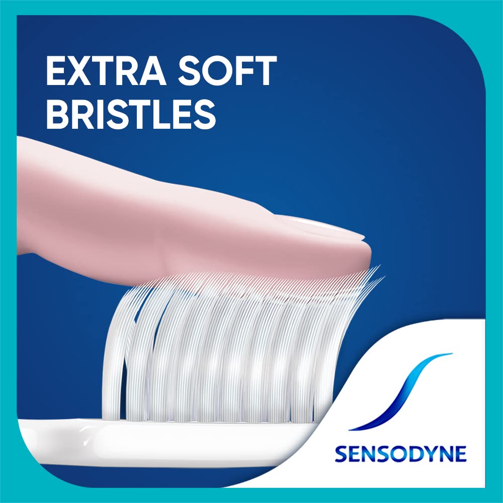 Sensodyne Deep Clean Toothbrush | Extra Soft Bristles Tooth Brush | Effective Cleaning, Gentle on Teeth, Toothbrush Set Pack of 3 (Buy 2 Get 1 Free), Multicolou