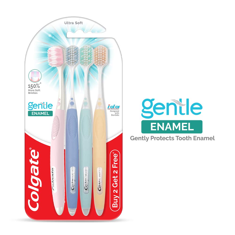 Colgate Gentle Enamel Ultra Soft Bristles Manual Toothbrush For Adults, 4 Pcs (Buy2 Get 2)& Swarna Vedshakti Ayurvedic Cavity Protection,Toothpaste - 400Gm,Mult