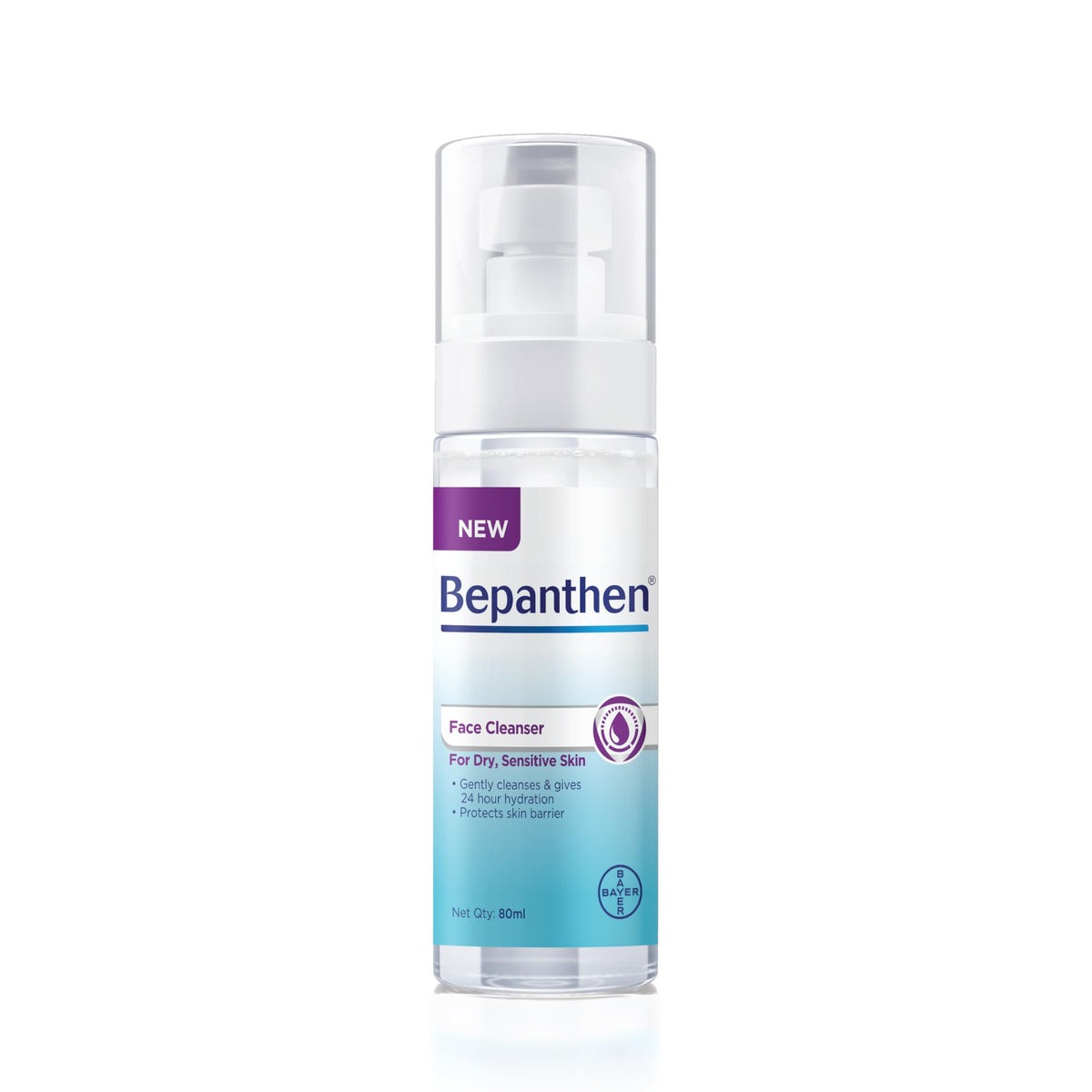 Bepanthen Daily Face Wash, Hydrating Cleanser, Moisturizes, Protects Skin Barrier, Worlds No.1 Skincare Brand, For Dry to Normal, Sensitive Skin, 80ml Facewash
