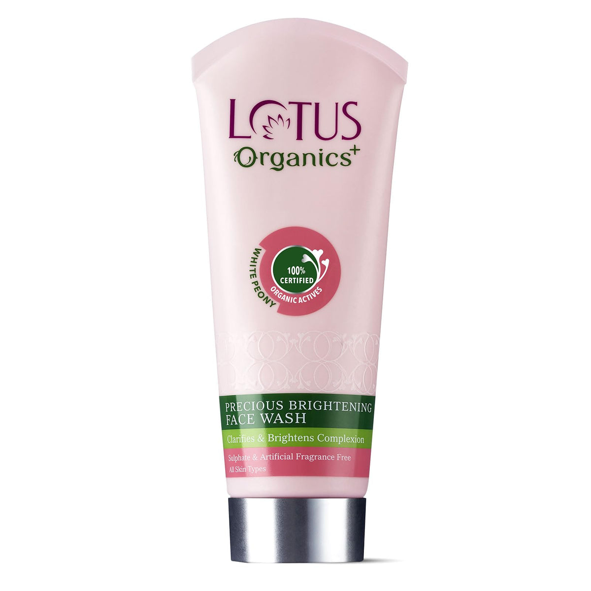 Lotus Organics+ Precious Brightening Face Wash | 100% Certified Organic White Peony Extract | Gentle Face Cleanser | Skin Refreshing Formula | 99% Natural | Sul