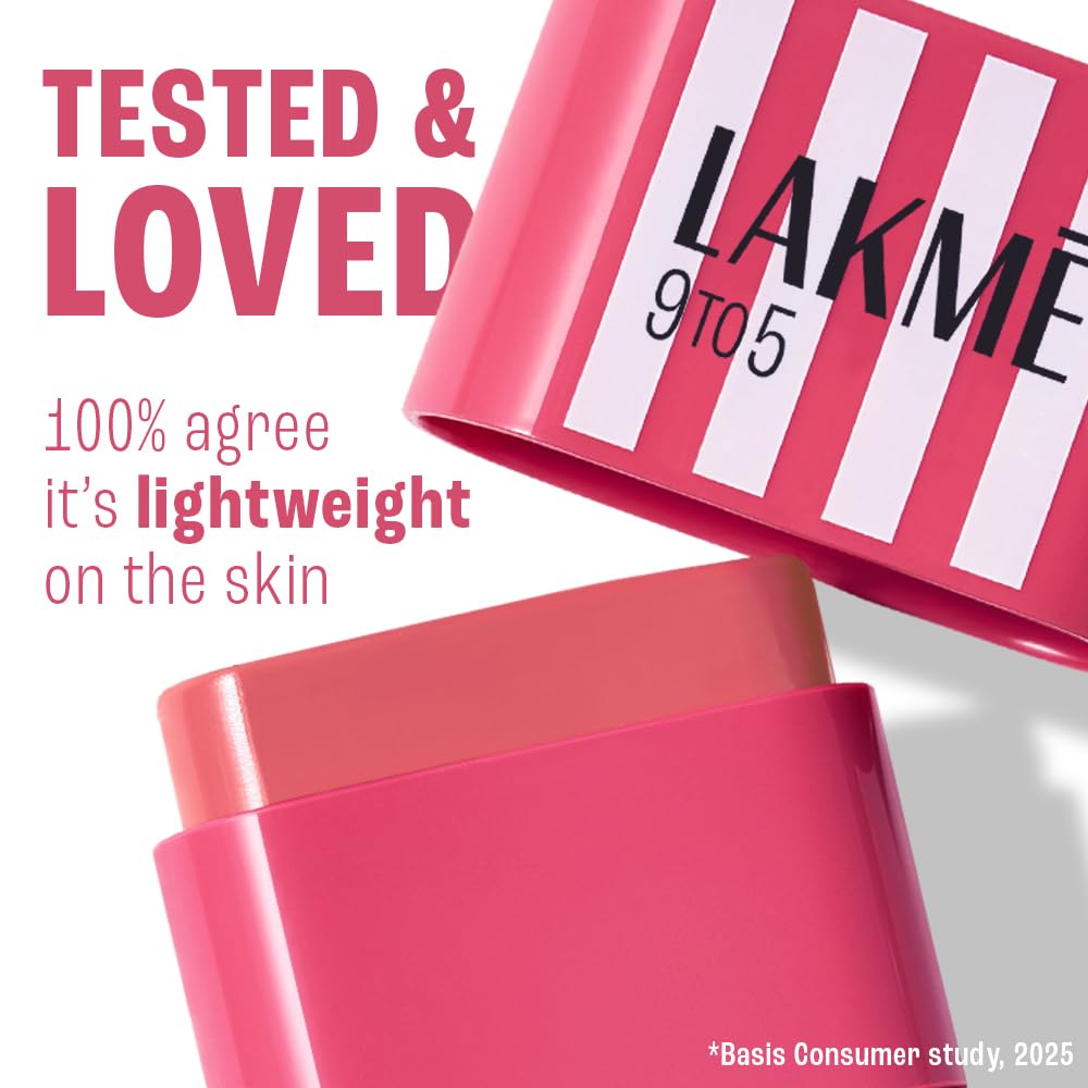 Lakme 9to5 Hya Beach Edit SPF Blush Sunset Rose, Creamy Texture, Travel-friendly, 8.6g