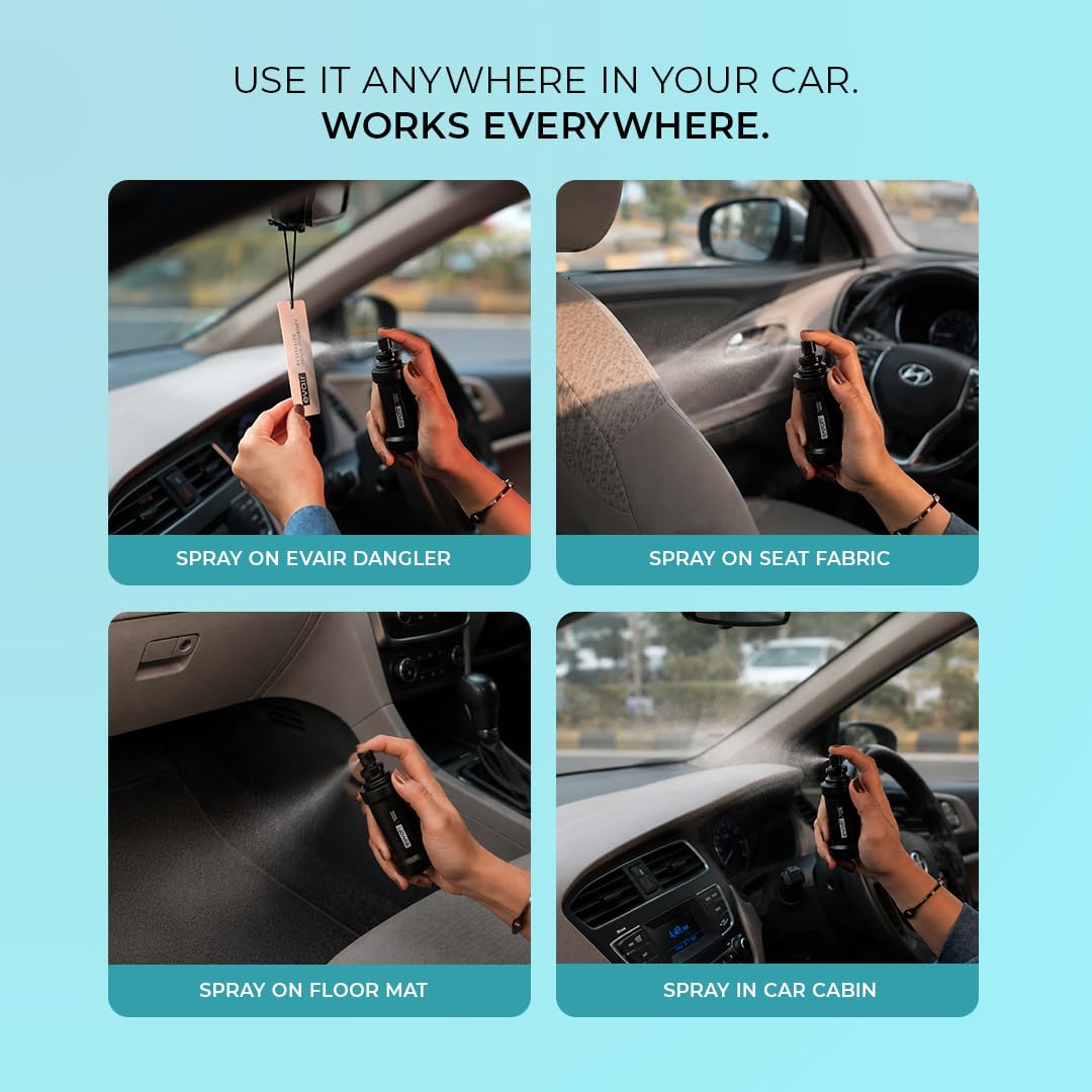 Evair Aqua Fresh Car Perfume Spray | Premium Car Air Freshener & Fragrance Spray with Diffuser Tag | Long Lasting Fresh Aqua Scent | Luxury Car Perfume for Car
