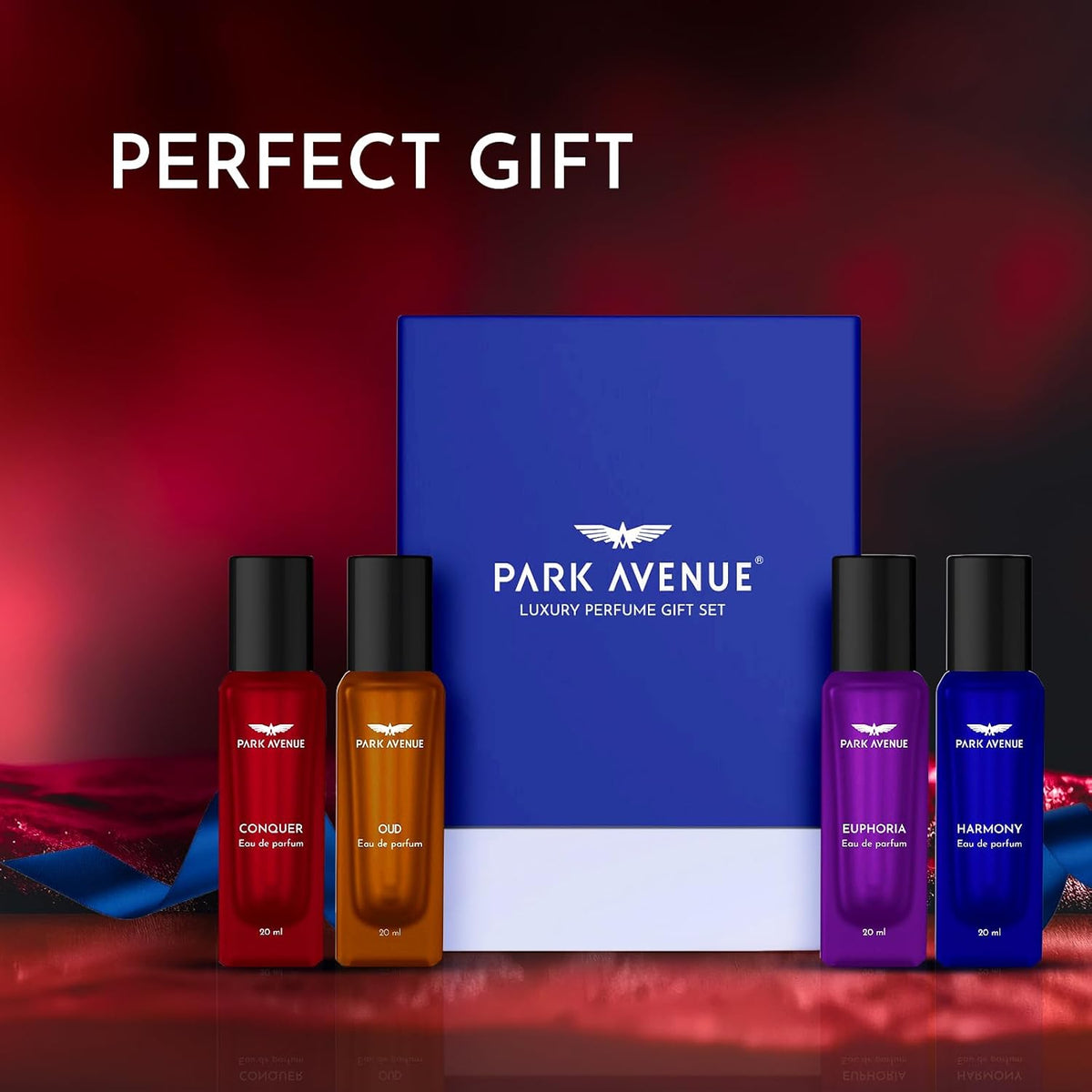 Park Avenue Luxury Perfume Gift Set for Men, 4x20 ml | Euphoria, Conquer, Harmony & Oud Perfume | Eau De Parfum | Premium Luxury Perfume for Corporate Man | Per
