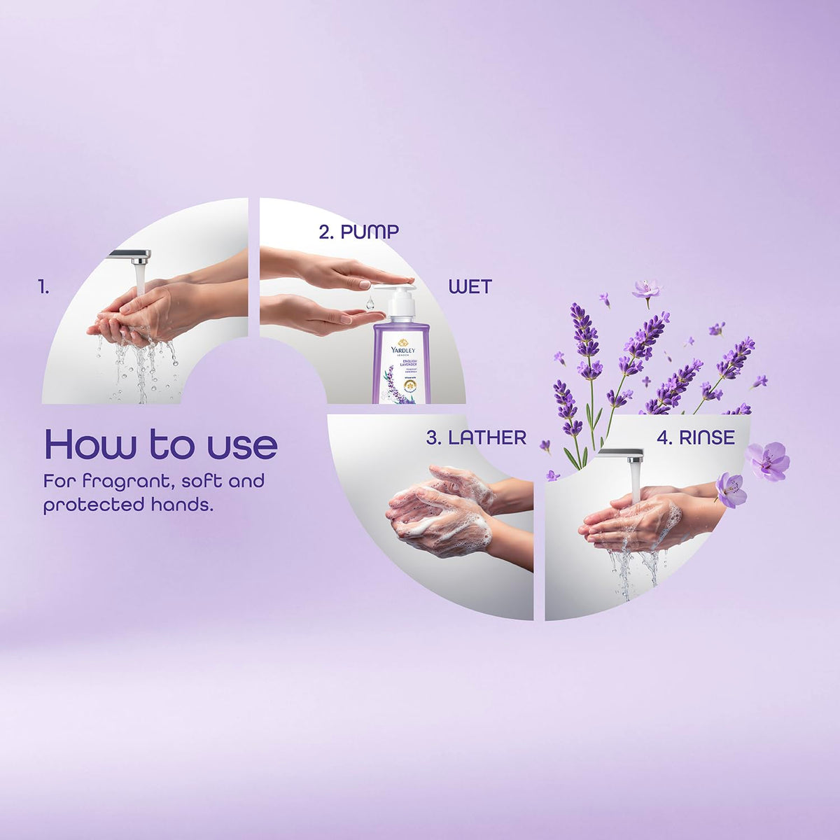 Yardley London English Lavender 600ml Pack of 2 Fragrant Handwash| Infused with Pure Lavender Oil| Germ Protection| For Soft & Fragrant Skin Lavender 600 ml (Pa