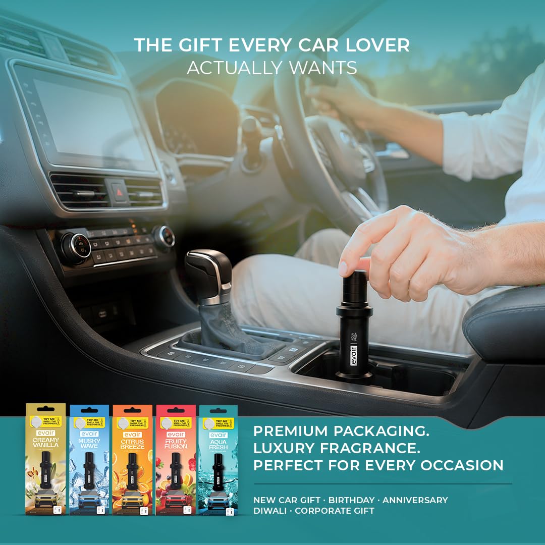 Evair Aqua Fresh Car Perfume Spray | Premium Car Air Freshener & Fragrance Spray with Diffuser Tag | Long Lasting Fresh Aqua Scent | Luxury Car Perfume for Car