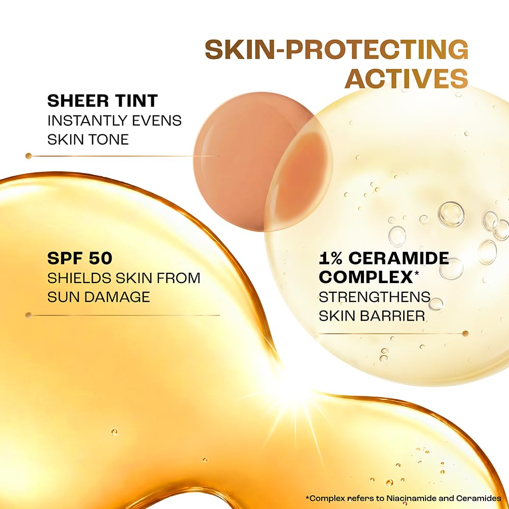 Lakme Sun Expert Tinted Dry Matte Sunscreen Fluid SPF 50+ PA++++ | 1% Ceramide Complex for Skin Barrier Repair | Sheer Coverage Foundation Like Finish – Bronze