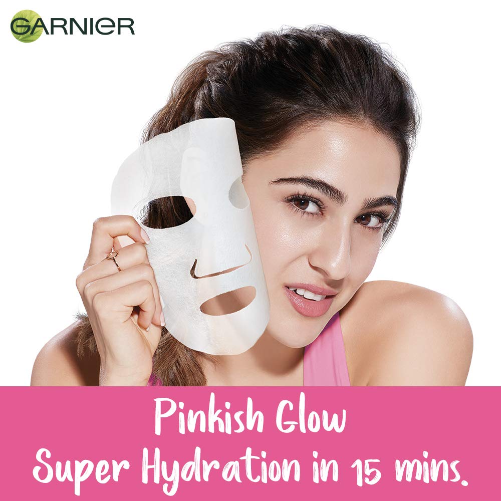 Garnier Skin Naturals, Sakura White, Face Serum Sheet Mask (Pink), 32g and Hydra Bomb Eye Serum Mask (Orange), 6 G
