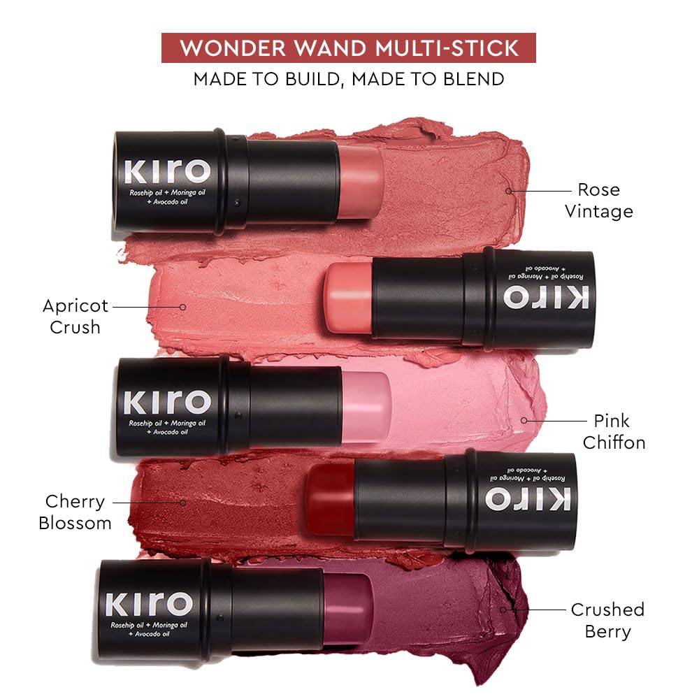 Kiro Wonder Wand Multi-Stick – Cherry Blossom, 7.5g | 3-in-1 Stick - Blush, Eyeshadow & Lip Tint | Creamy, Weightless & Long-Lasting | Infused with Rosehip, Avocado & Moringa Oil