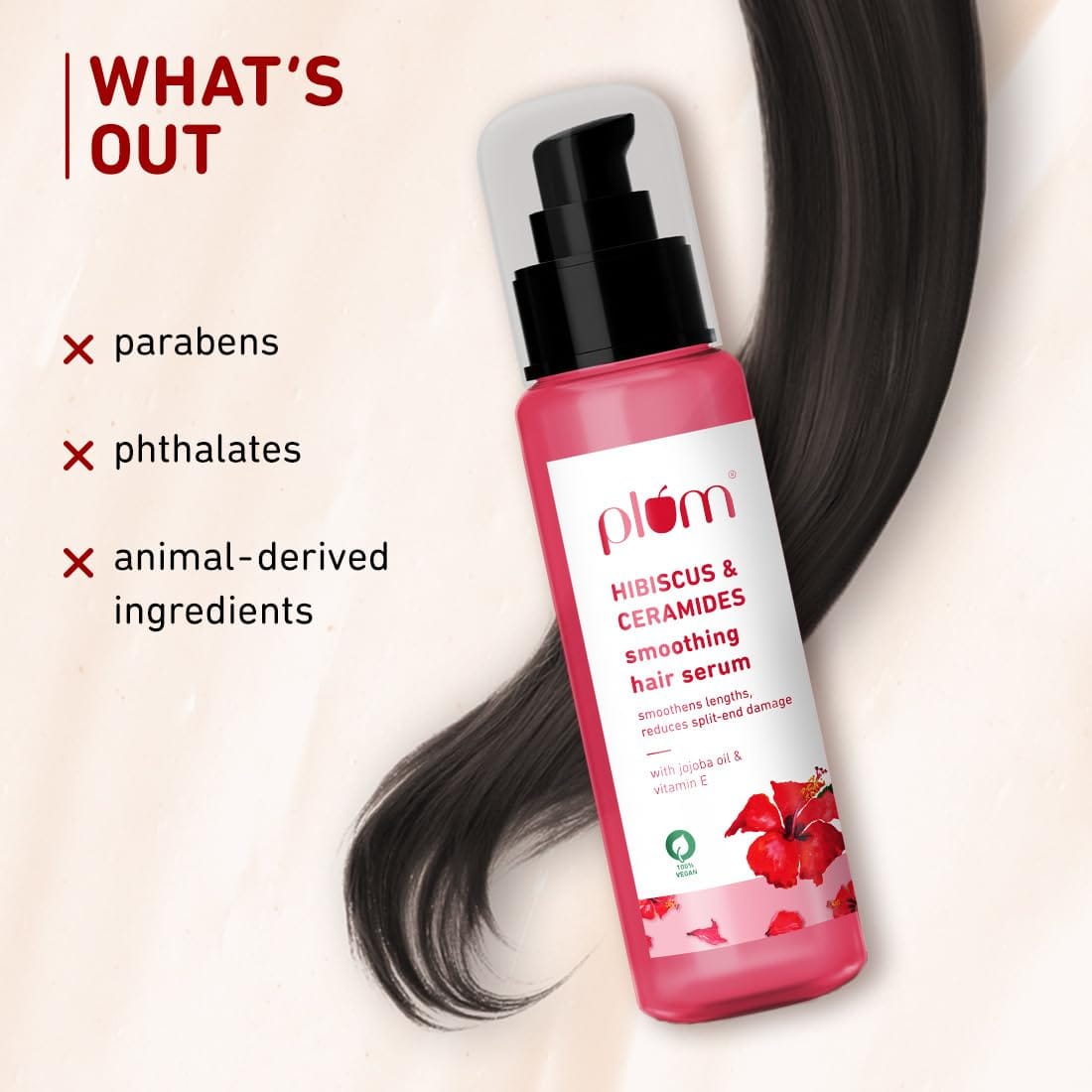 Plum - Hibiscus Hair Serum for Long Hair, with Ceramides (75mL)