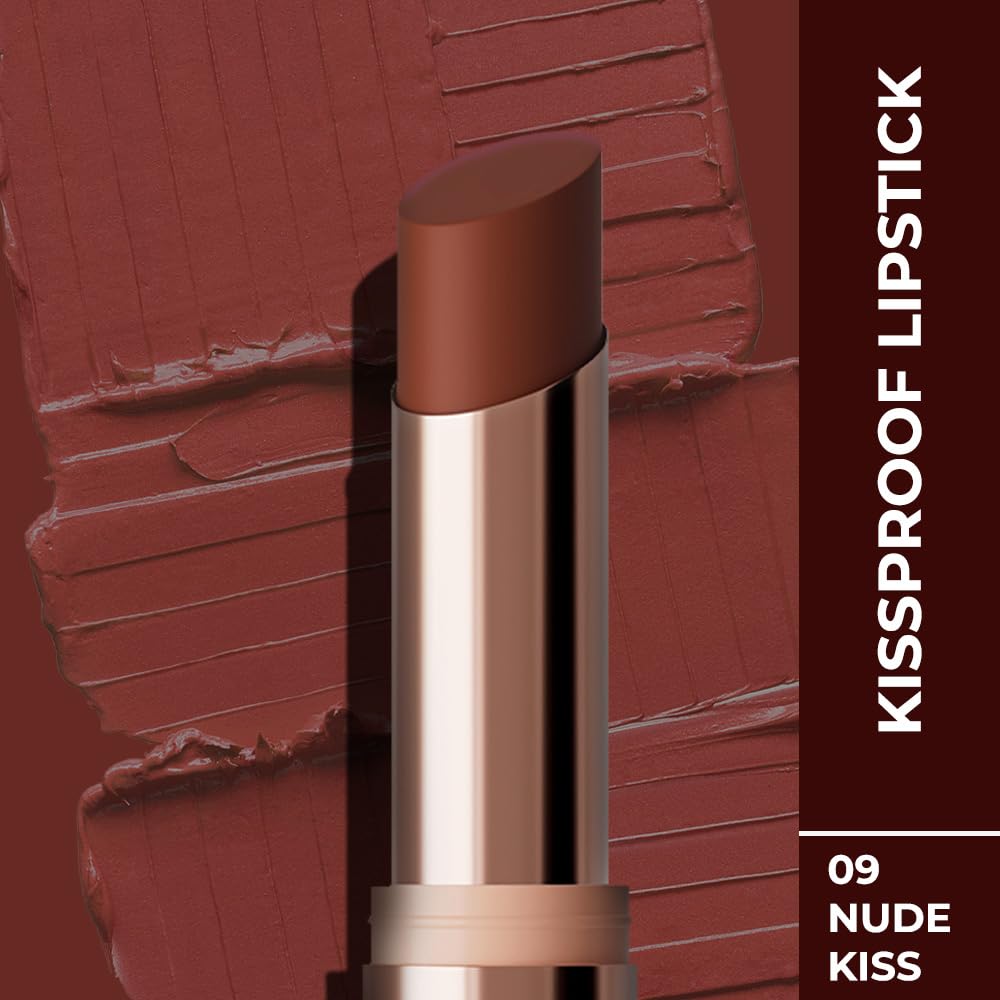 Colorbar Kissproof Lipstick Nude Kiss Lightweight and Matte texture Vegan,Paraben,Mineral Oil,Sulphate,Cruelty Free 3.7g