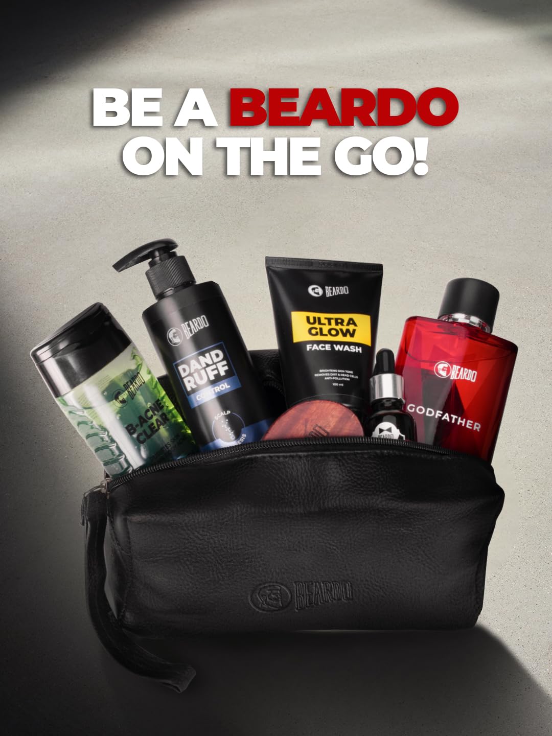 BEARDO Travel Friendly Pouch For Accessories|Stylish Toiletry Organizer Kit For Men & Women|Vegan Leather Waterproof Kit For Travel Essentials Cosmetic Bag,Unis