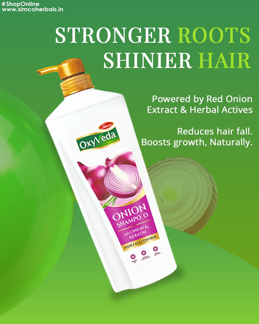 Simco Oxyveda Onion Shampoo 650ml | Hair Fall Control & Strengthening Formula