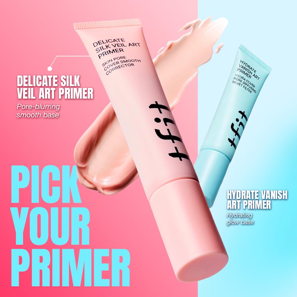 TFIT Delicate Silk Veil Art Primer - Korean Makeup, Poreless Matte Makeup Primer for Oily Skin (Lightweight, Hydrating), Blurring Pore Filler, Smooths fine lines，Long-Lasting Blur Effect, 1.01FL. Oz.