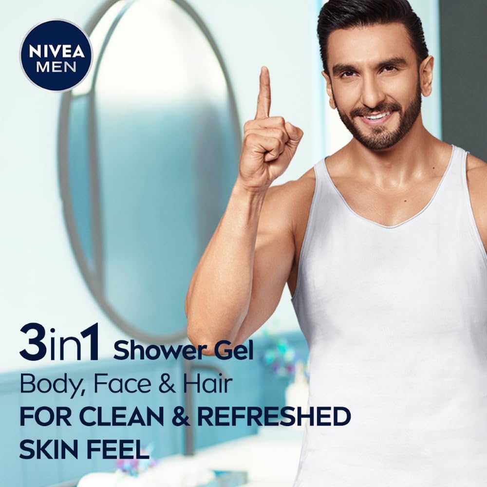NIVEA MEN Cool Kick 250ml Body Wash| Shower Gel for Face, Body & Hair| Refreshing Icy MENthol|24 H Freshness |For All Skin & Hair Types Menthol 1 count (Pack of