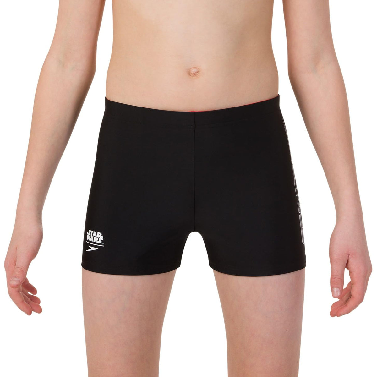 Speedo Boy's Endurance 10 Star Wars Trooper Logo High Chlorine Resistant UPF 40+ Sun Protection Aquashort 13 Years-14 Years Trooper Logo Black / White / Risk Re