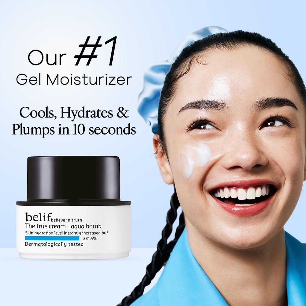 Belif The True Cream Aqua Bomb, Hydrating Moisturizer for Face | 48 hours long lasting Hydration | Ultra-lightweight, gel-cream | For Normal, Combination, and O
