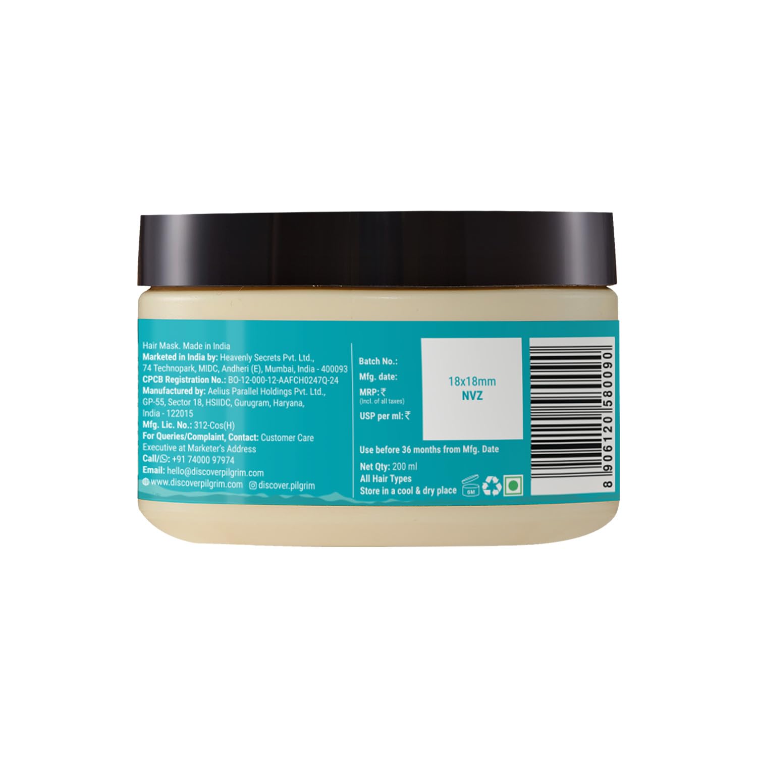 Pilgrim Korean Argan Oil Hair Mask For Dry & Frizzy Hair With White Lotus And Camellia | Hair Mask For Smoothening Hair, Deep Conditioning And Hair Fall Control | For Men & Women | 200Ml, 1 Count