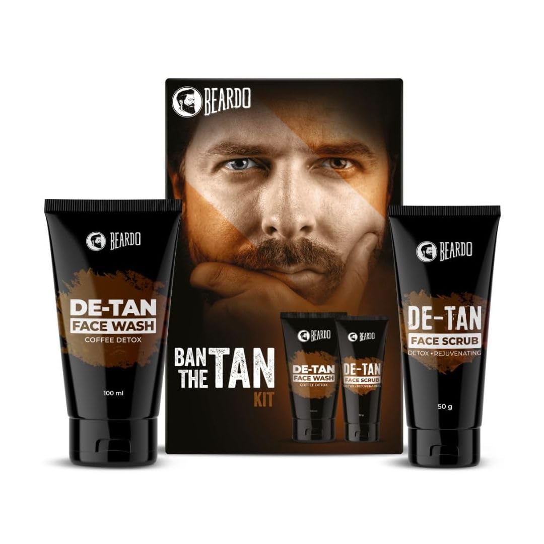 Beardo Ban the Tan Kit | Grooming kit for men | Detan Facewash for men with Coffee extracts & Vitamin E| Detan Face Scrub for Men | Rakhi Gift Hamper for Brothe