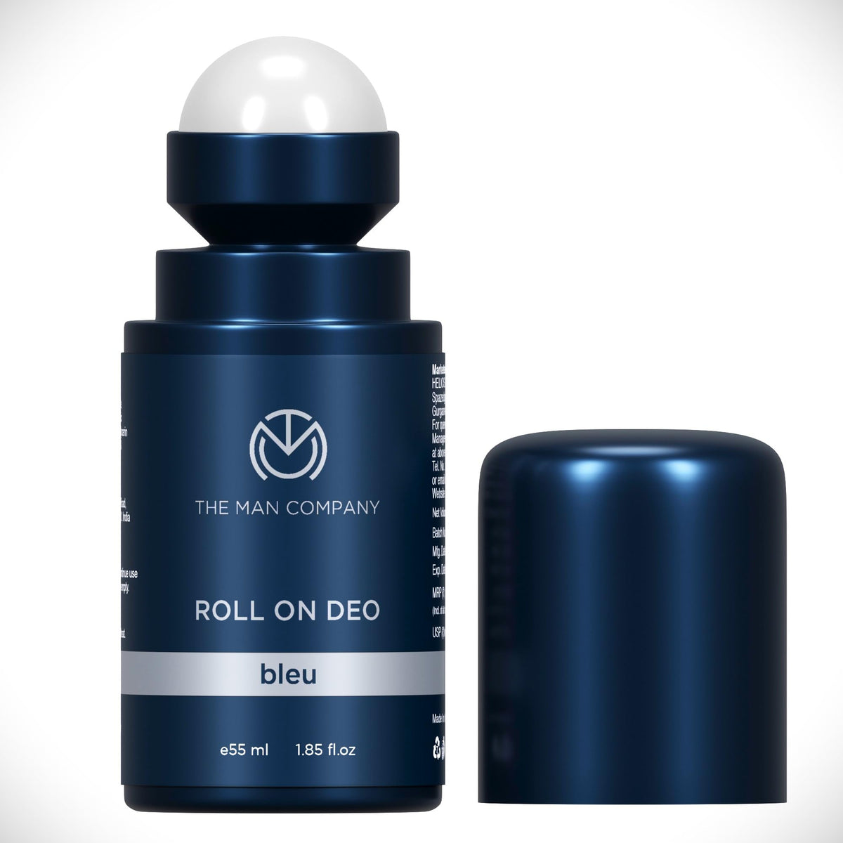 The Man Company Deodrant Roll on for Men - Bleu | Premium Fragrance with 24-Hour Freshness | Removes Body Odour | Compact & Easy-To-Use | Prevents Bacteria - 55