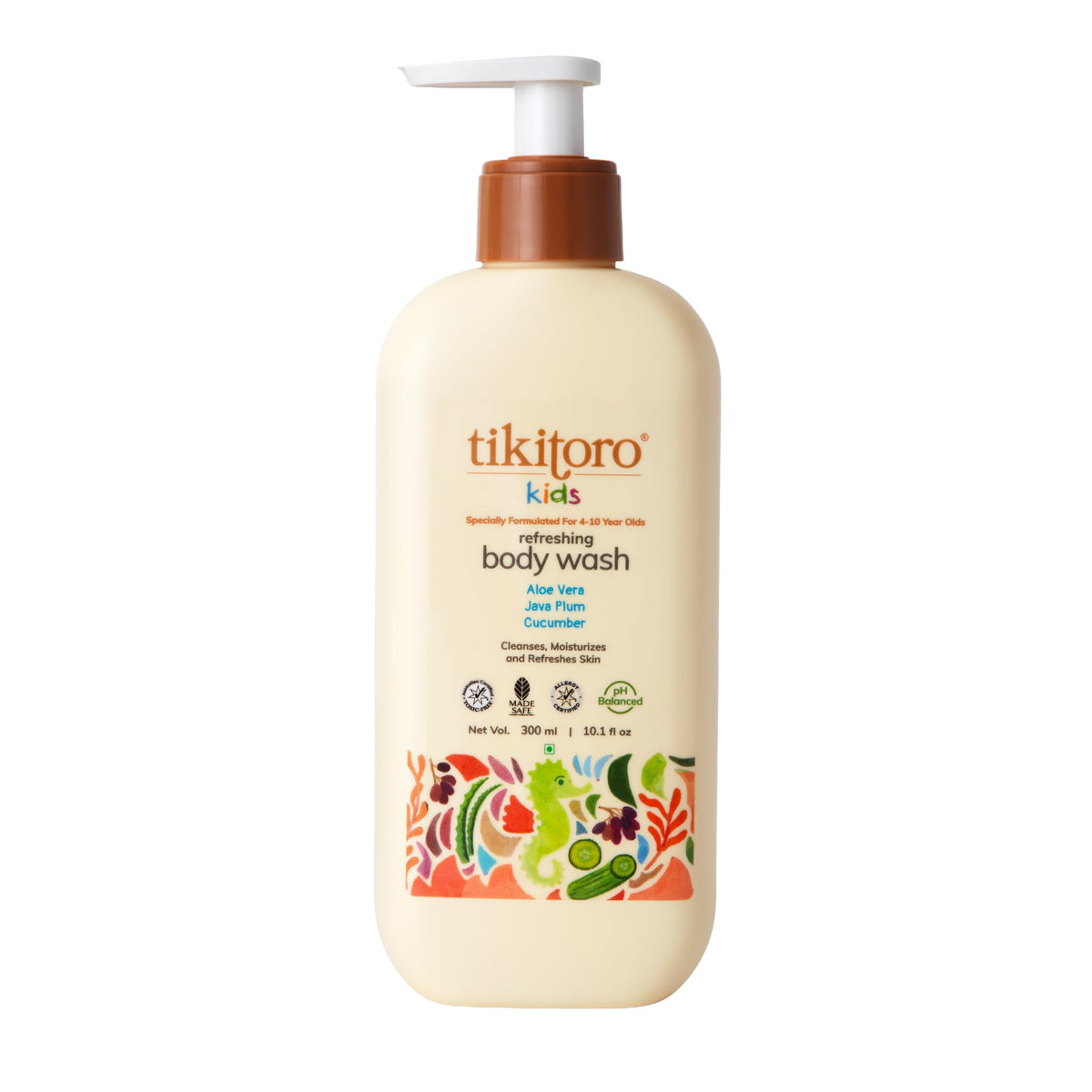 Tikitoro Kids Refreshing Body Wash | Pediatrician Approved | Deeply Cleanses, Hydrates & Refreshes Skin | Cucumber, Java Plum, Vitamin C & Aloe Vera | No Parabe