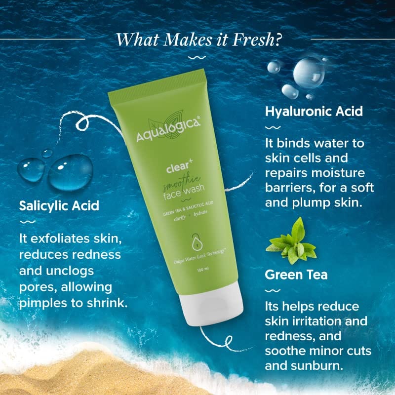 Aqualogica - Clear+ Smoothie Face Wash with Green Tea & Salicylic Acid (100ml)