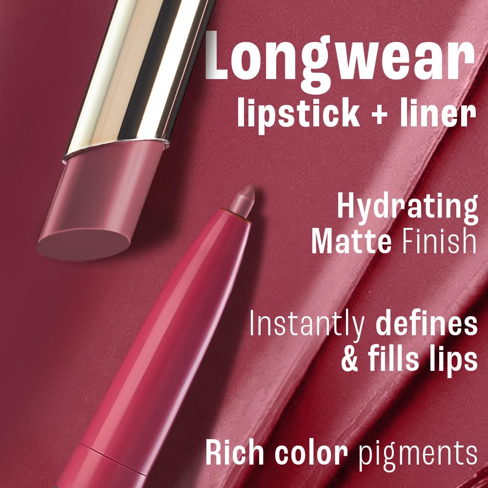 Lakme 9to5 Hya Beach Edit, Lipstick + Liner Duo, Pro Pink Medium, Infused with Hyaluronic Acid, Vitamin E, Jojoba Oil, Comfortable Matte Finish, SPF Powered, Hydrating Lipstick, 2+0.2 g