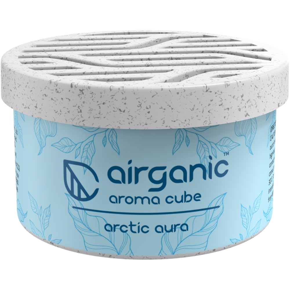 Airganic Aroma Cube - Arctic Aura fiber Air Freshener |Organic Leakproof Car Perfume- 40g -Refreshing fragrance for Home, Office and Car Interior -Car freshener