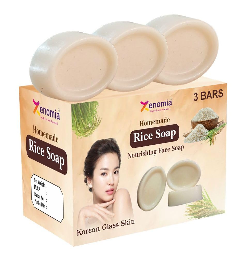 Rice Water Soap Solid Bars | Ghar soap Hydrating Bathing Bar for Women & Men | Fades Dark Spots & Hyperpigmentation | Brightens Skin Tone | Korean Glass Skin Gl
